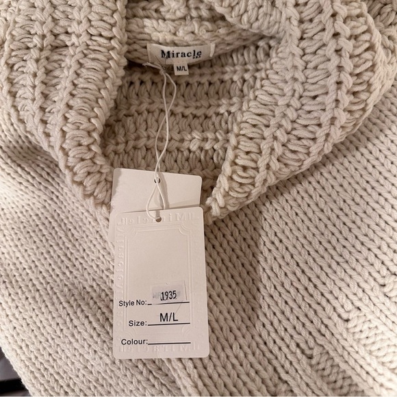 NWT Miracle Sweater M/L Cowl Neck Knit Cable Sweater - Picture 3 of 17